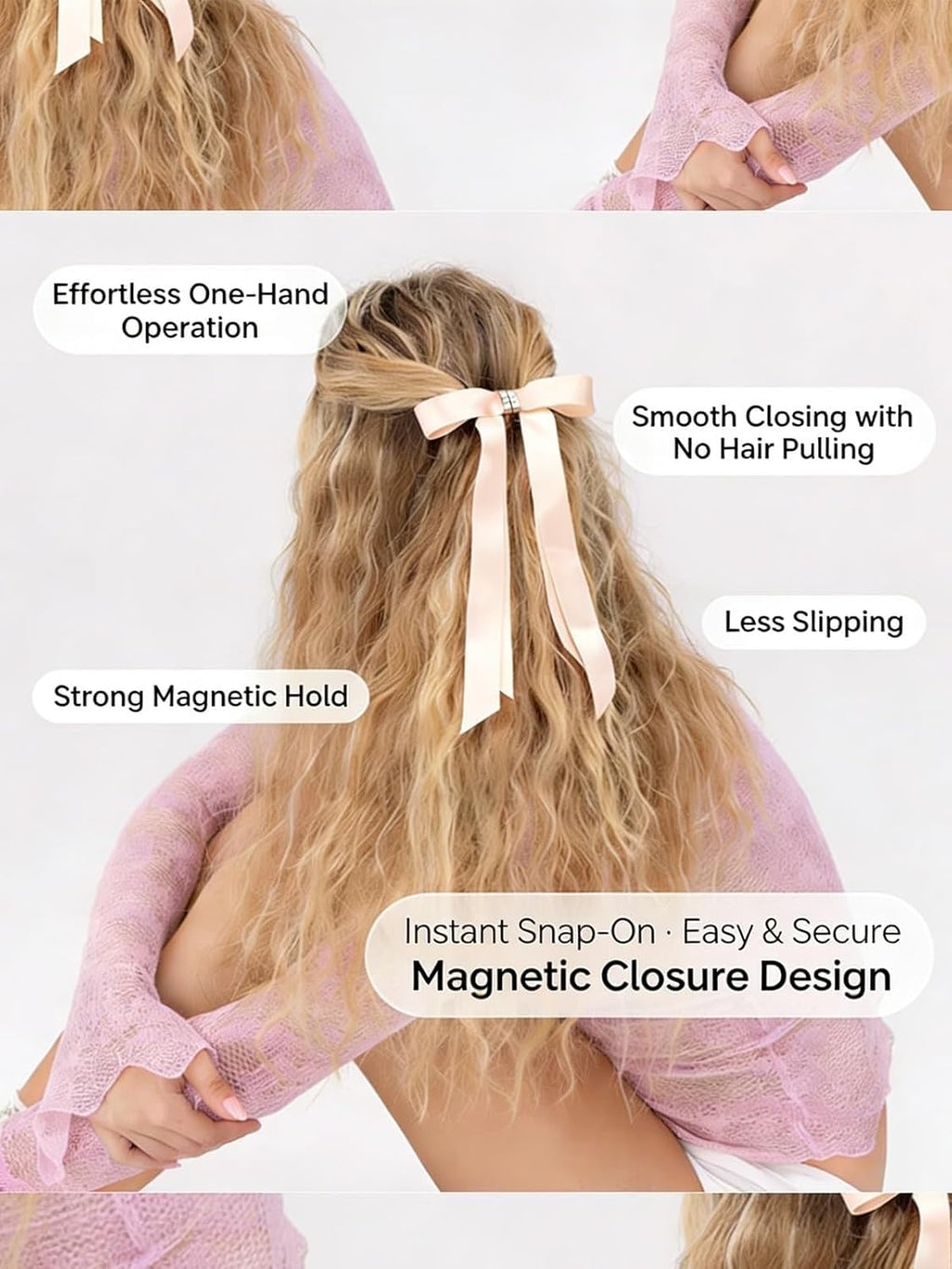 Satin Bow Magnetic Hair Clip